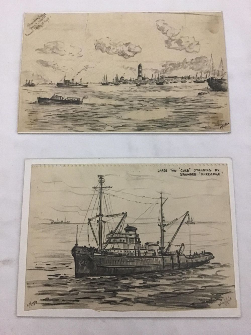 Lot 307: MAFFEI Sketches (2) Large Tug "Curb" Standing by