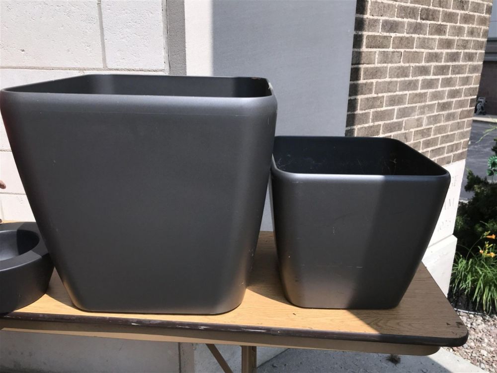 Lot 151: Planters (2) Larger measures 19.5 by 19.5 inches