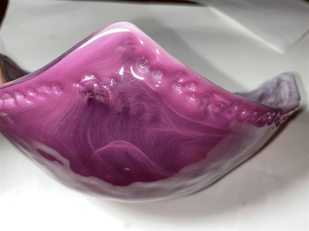 Lot 185: Art Glass Centerpiece Bowl - Violet Measures 12.5 inches wide by 5.5 inches tall