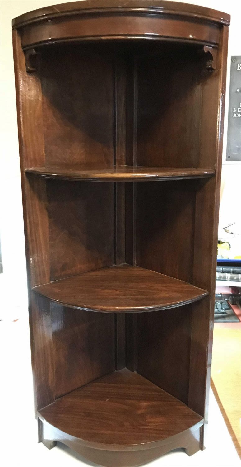 Lot 194: Vintage Wooden Corner Shelf with 3 Tiers Measures 38" tall by 12" deep