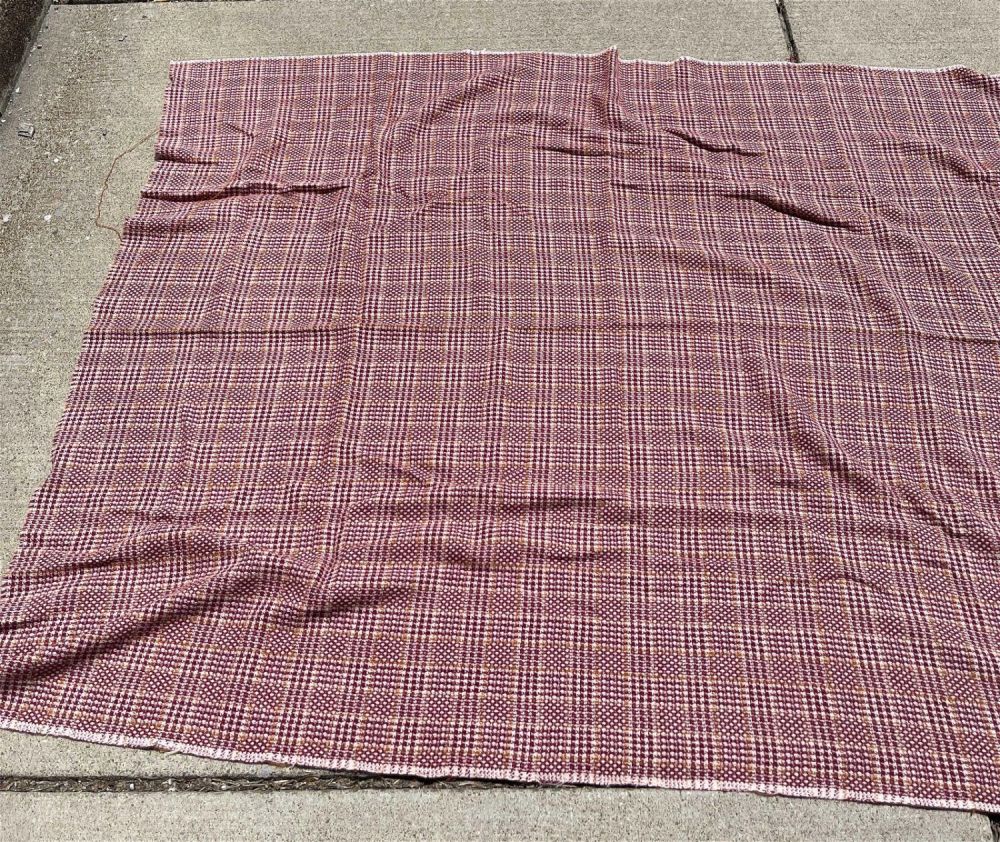Lot 213: Vintage Woven Picnic Blanket Measures 65" x 50"