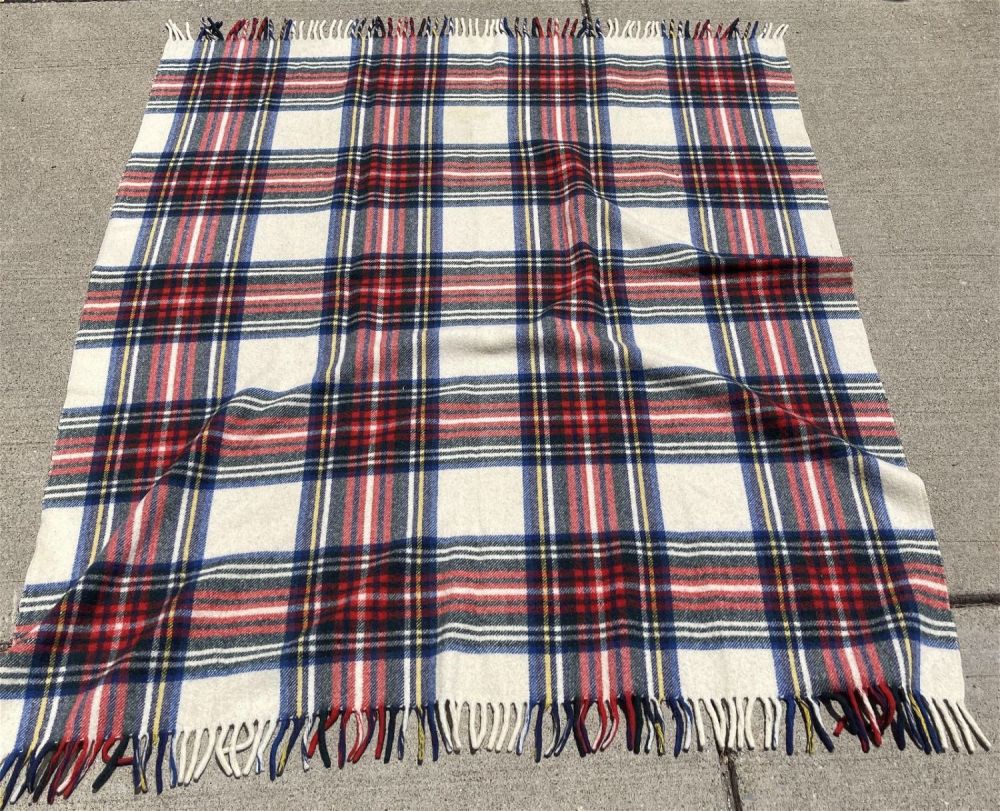 Lot 216: Scottish Pattern Wool Blanket measures 58" x 48"