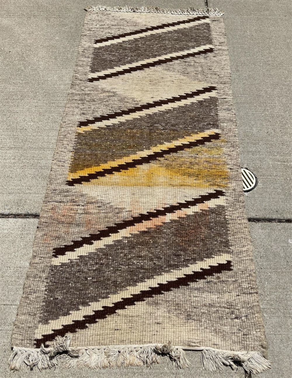 Lot 217: Vintage Woven Angora Runner measures 72" x 30"