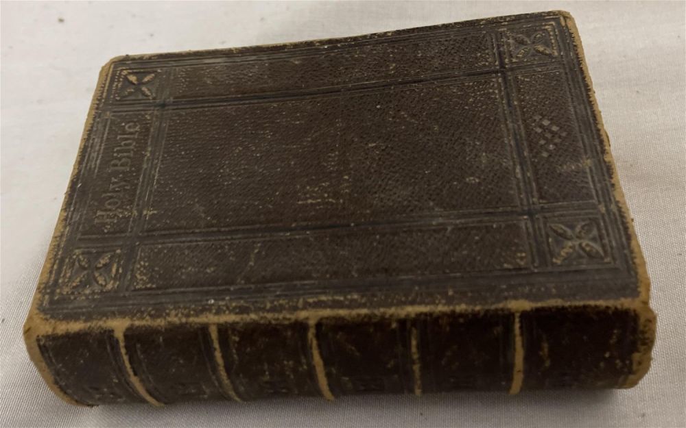 Lot 226: 1853 Leather Bound Holy Bible .