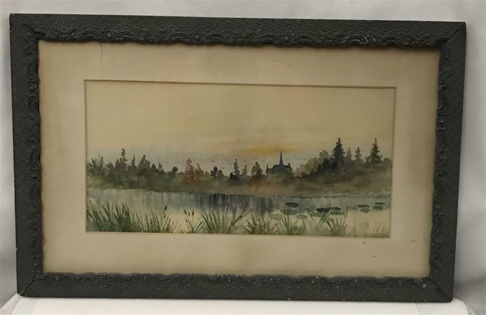 Lot 264: Victorian Framed Watercolor Unsigned, measures 15" x 20"