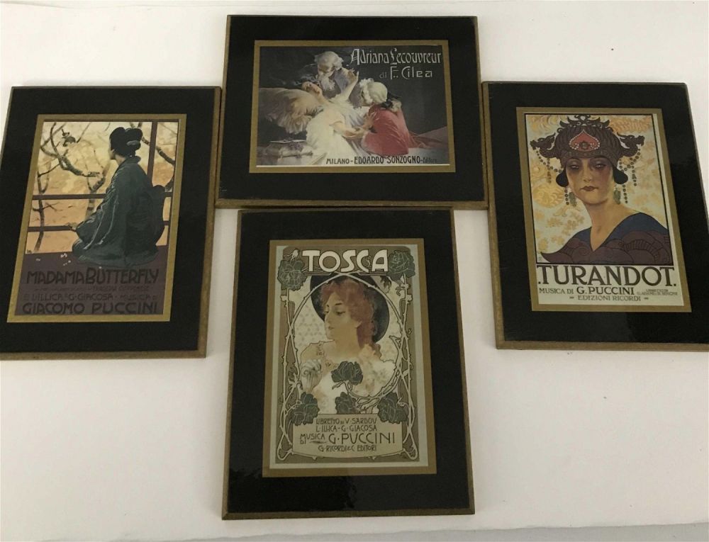 Lot 268: Miniature Theater Posters (4) Measuring 5 1/2 x 7. Very cool pictures.