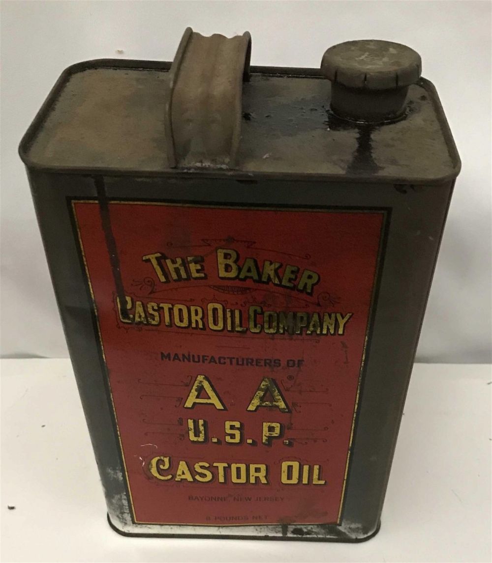 Lot 277: Vintage Castor Oil Container, 1 gallon Great shape, measures 6 1/2" x 10 1/2"
