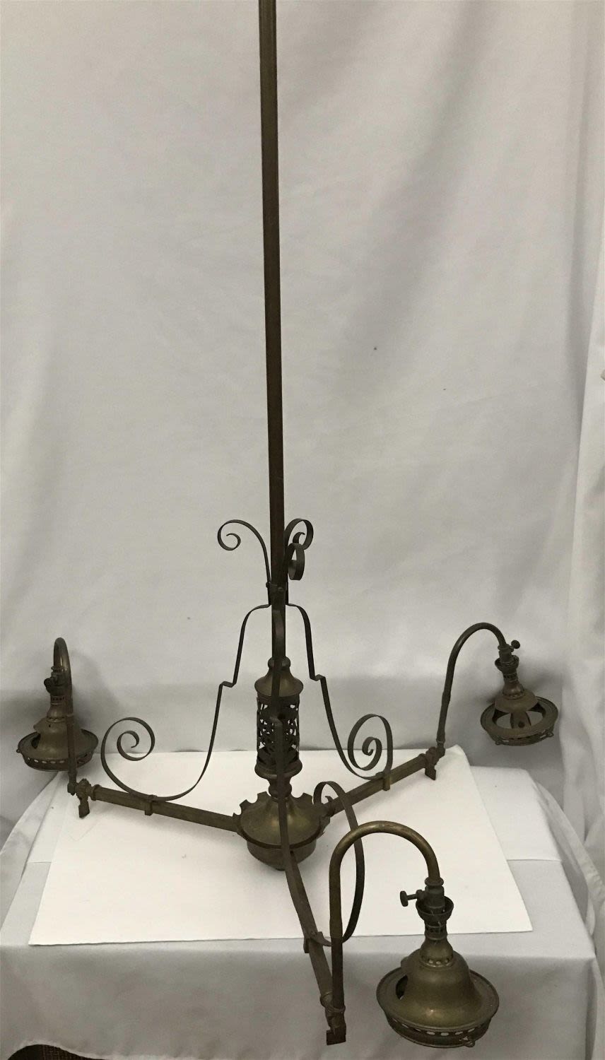 Lot 287: Victorian Hanging Gas Chandelier Measures 41" high by 28" wide