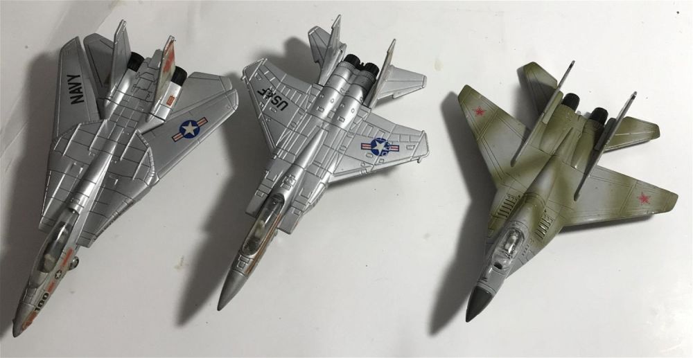 Lot 297: Vintage Toys:: Jet Fighters- 2 American & 1 China .