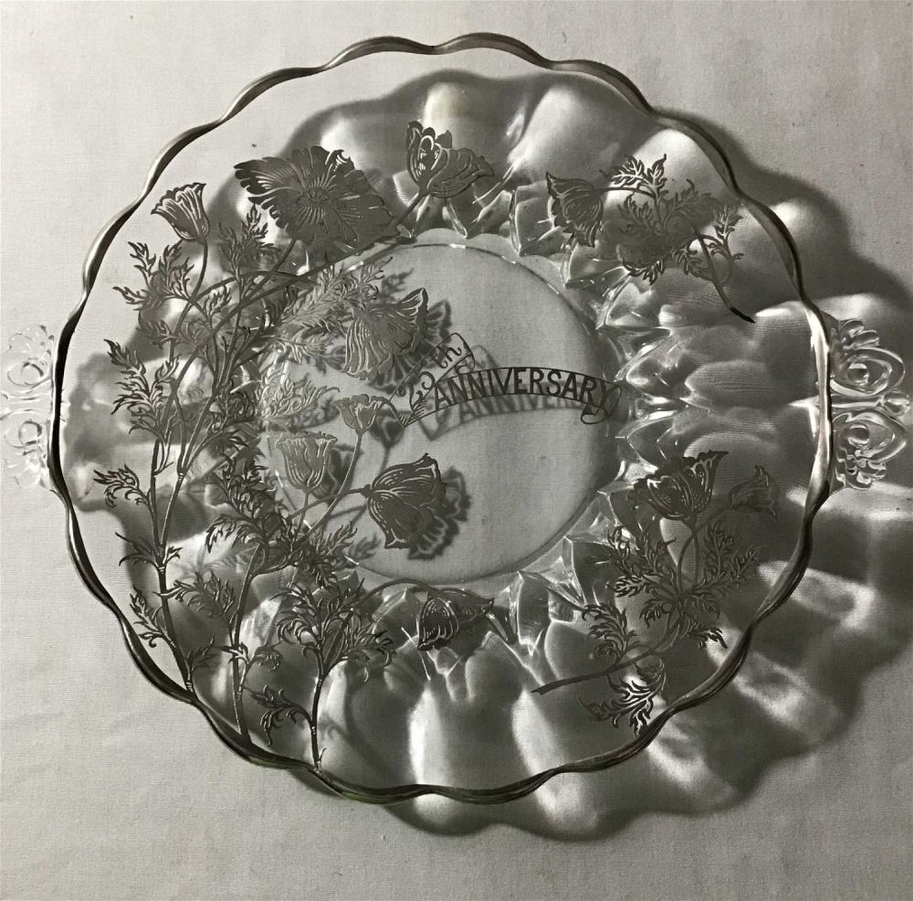 Lot 238: 25th Anniversary Glass Serving Tray