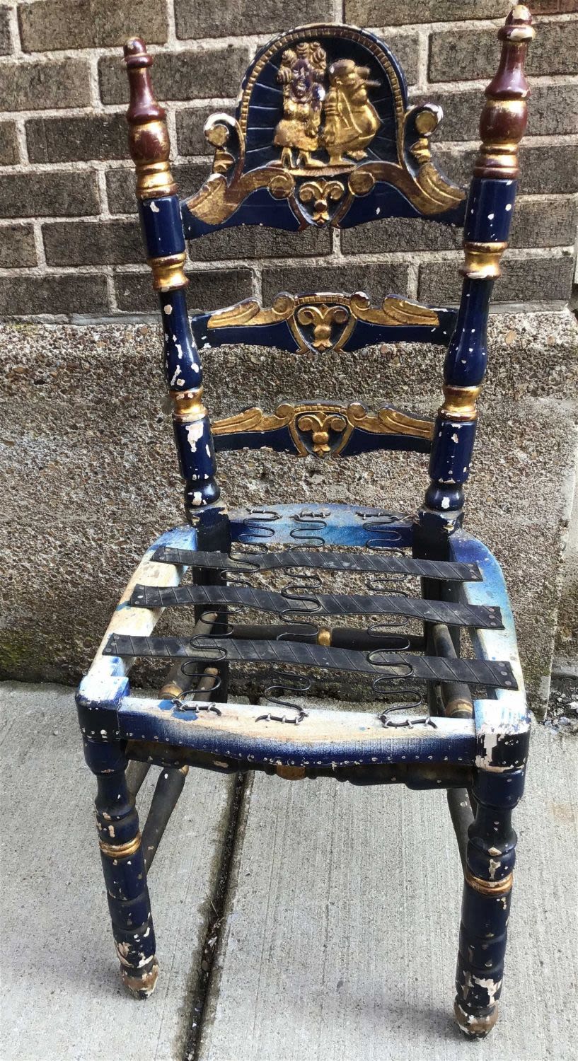 Lot 263: Decorative Chair w/ Comical Couple