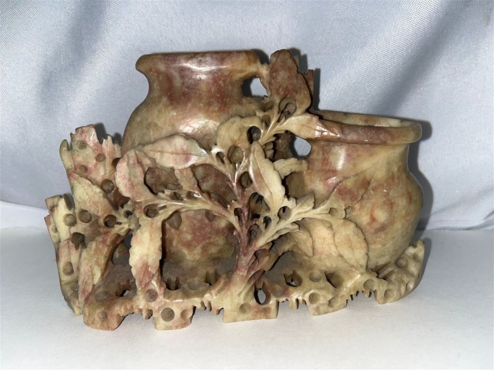Lot 280: Soapstone Style Floral Design Carved