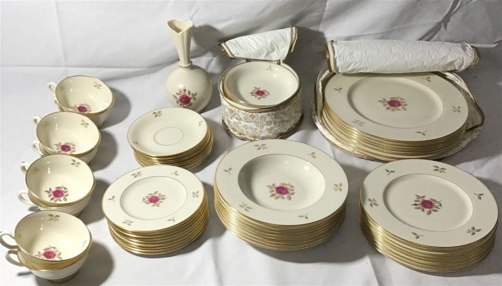 Lot 298: Lenox Rhodora Pattern Bone China Set (59 pcs)