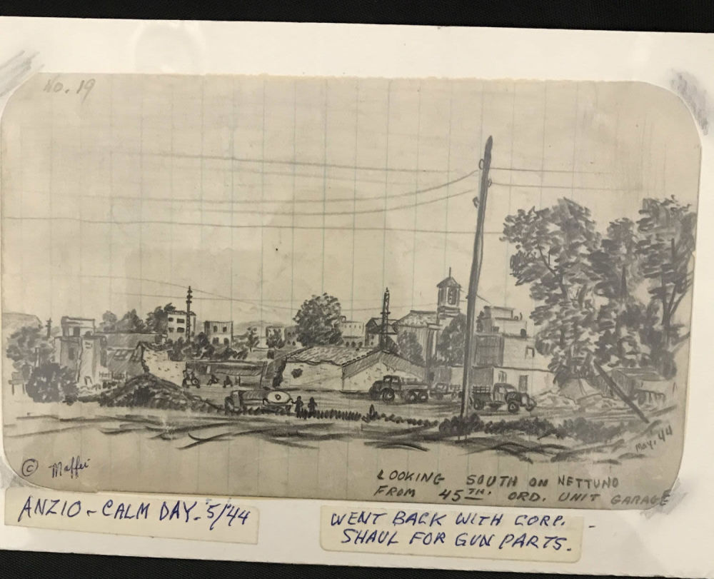 Lot 143: MAFFEI Drawing May '44, Calm Day in Anzio Italy,