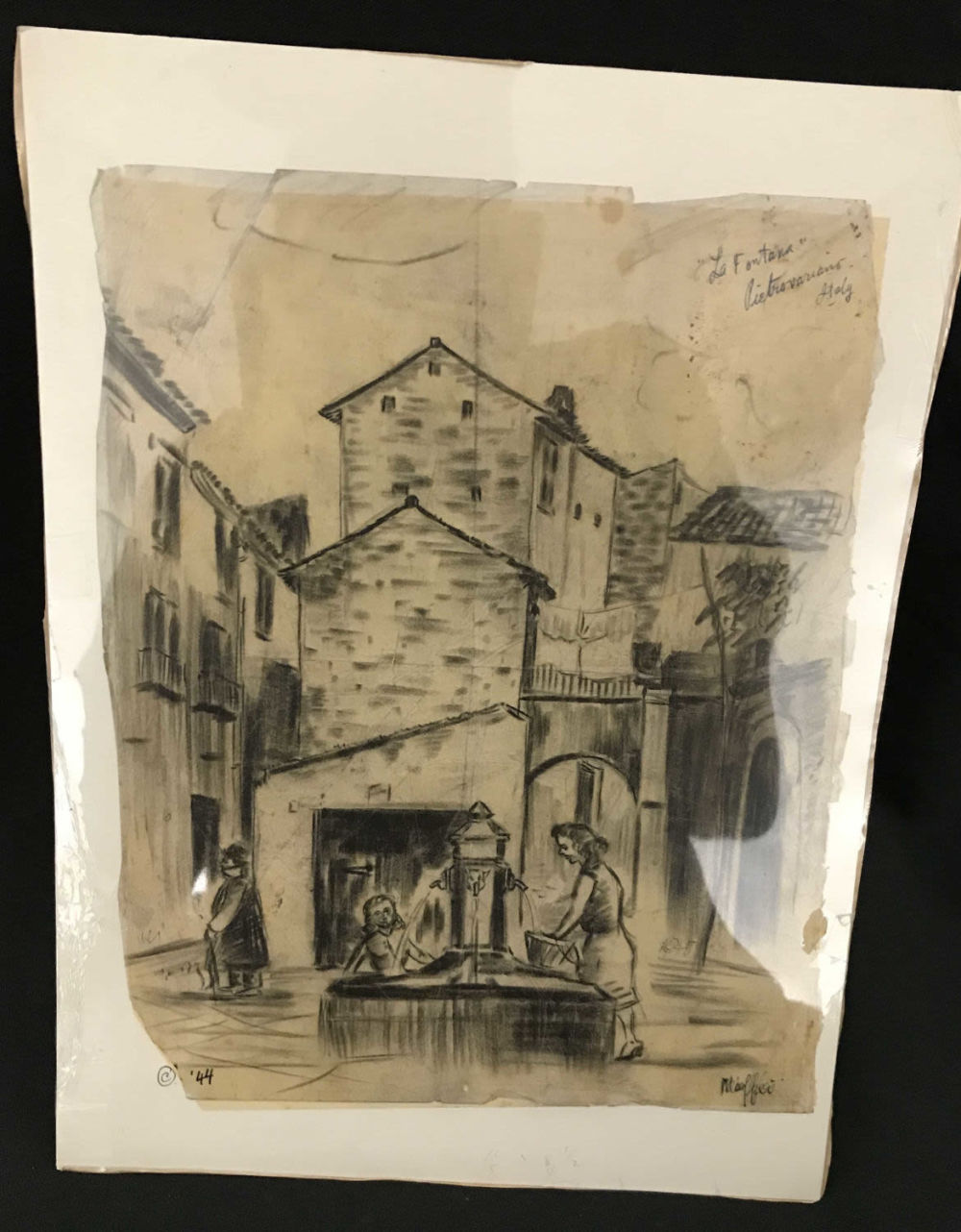Lot 149: MAFFEI Drawing Town Square Fountain in Italian