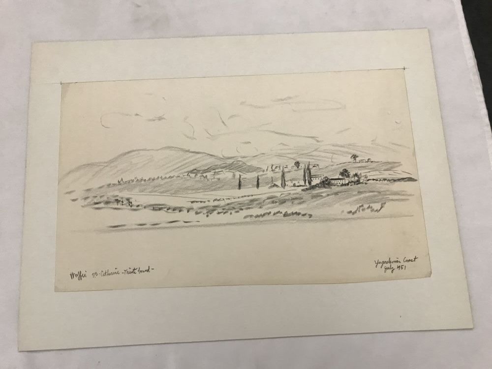 Lot 159: Maffei Signed Drawing Yugoslavian Coast 1951