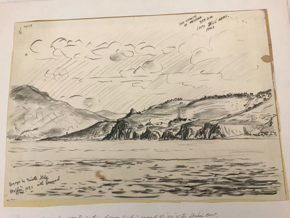 Lot 164: Maffei Signed Drawing Far Straights of Messina