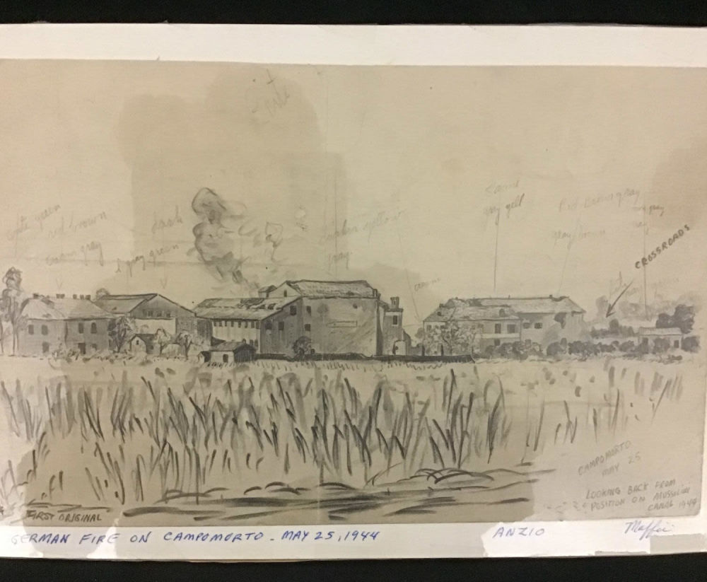 Lot 166: MAFFEI Drawing May 25, 1944 German Fire on