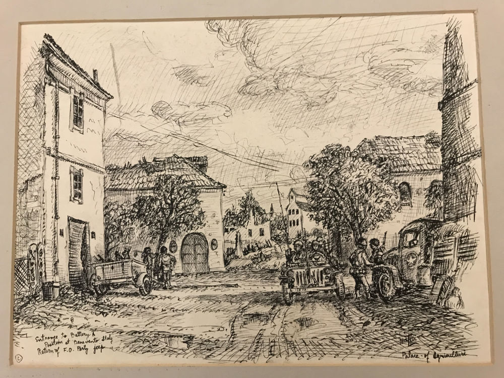 Lot 168: Maffei Pen & Ink Sketch Benevento ITALY