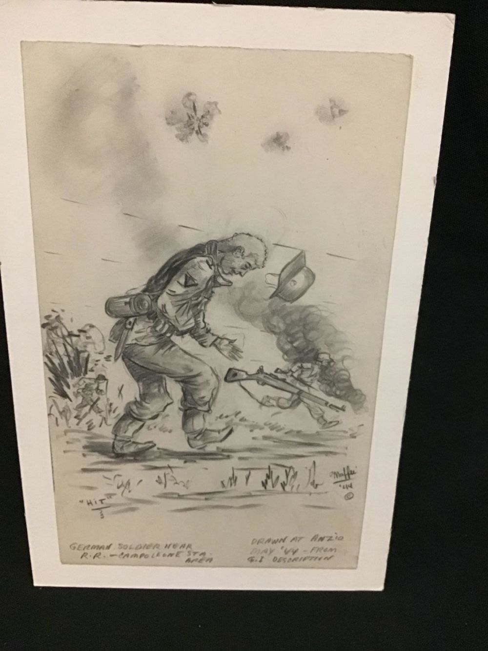 Lot 174: MAFFEI Drawing May 1944 German Soldier Being Hit
