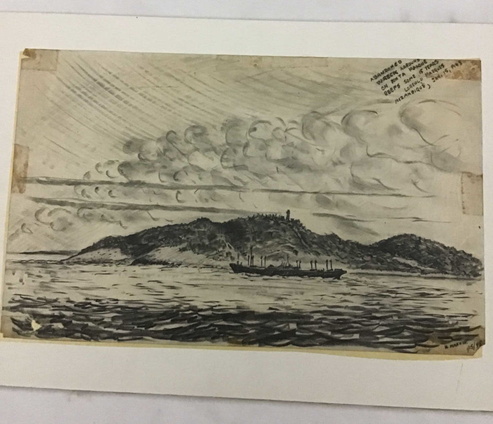Lot 188: MAFFEI Drawing of Abandoned Wreck Aground on