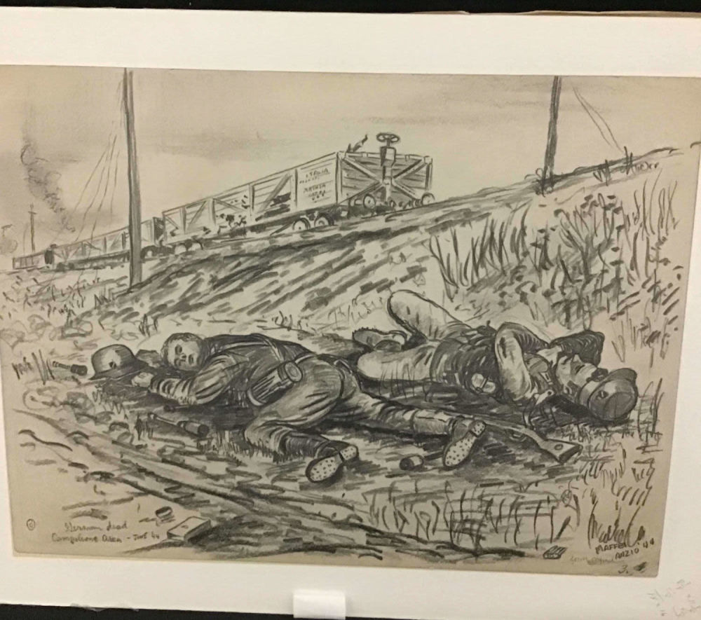 Lot 202: MAFFEI Drawing June 3, 1944 Fallen Germans Near