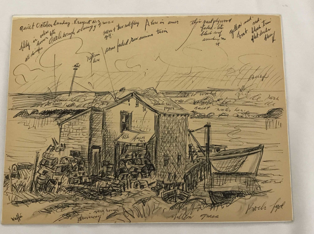 Lot 224: MAFFEI Drawing Fishing Shanty on a Harbor