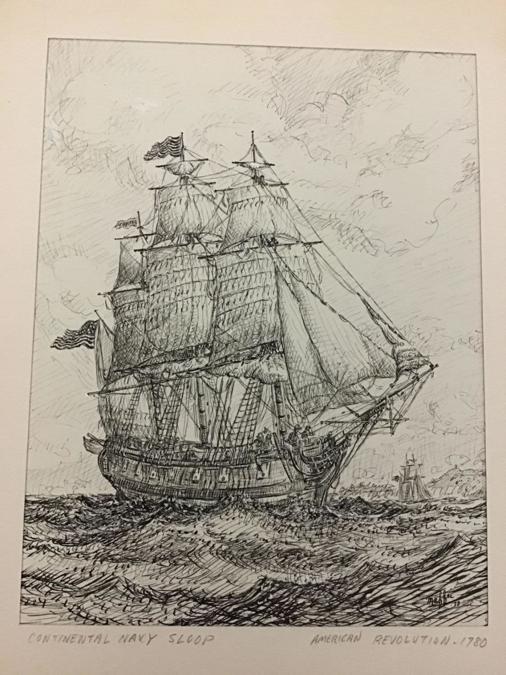Lot 231: MAFFEI Drawing The Continental Navy Sloop American