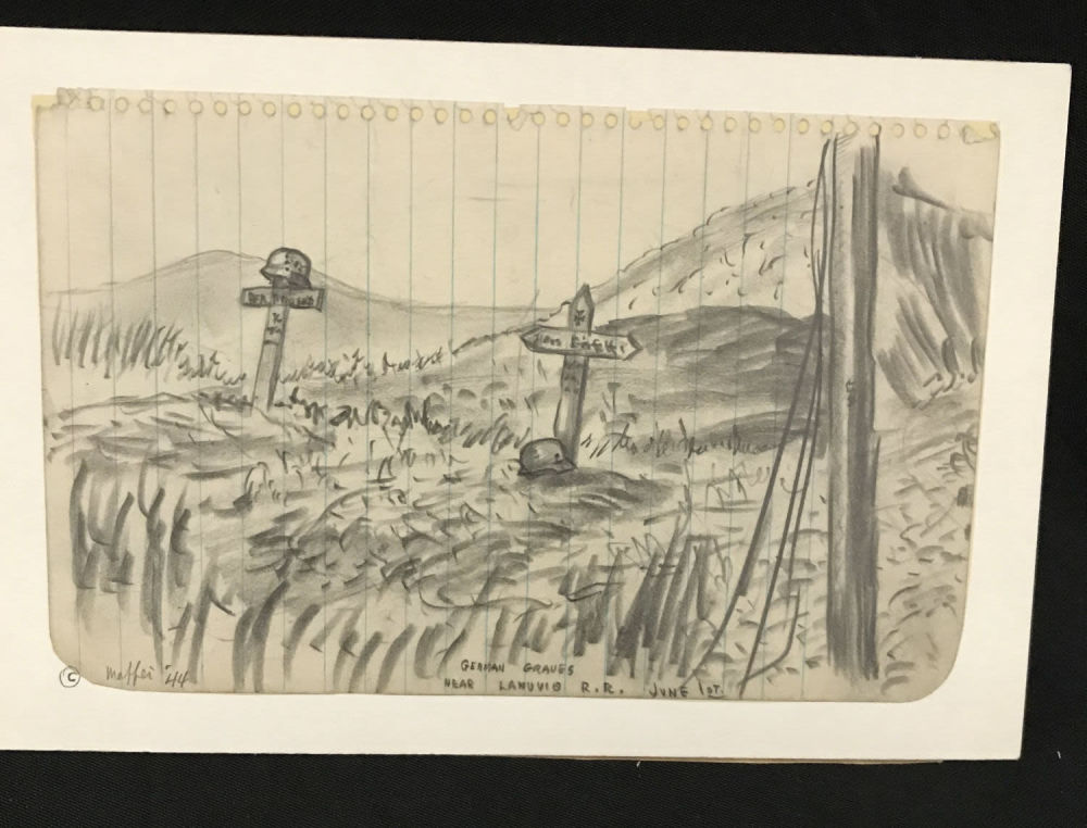 Lot 245: MAFFEI Drawing June 1, 1944 German Graves Near