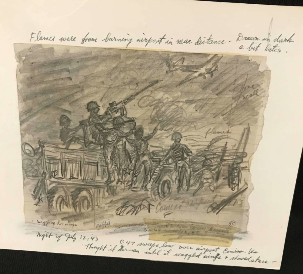 Lot 247: MAFFEI Drawing July 12, 1943 Flames from Burning