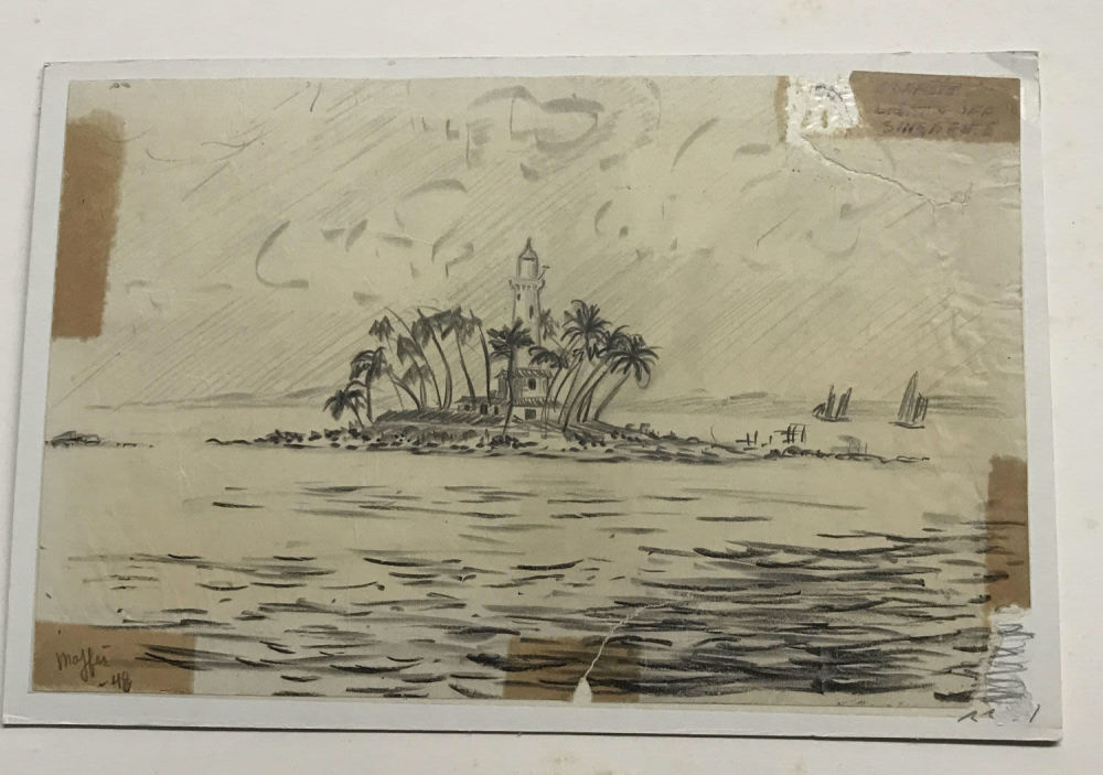 Lot 256: Maffei Drawing Raffles Light off Singapore