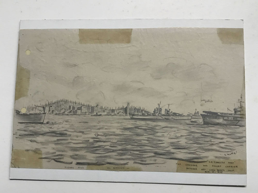 Lot 258: Maffei Sketch SS Charles Fort -Off Long Beach