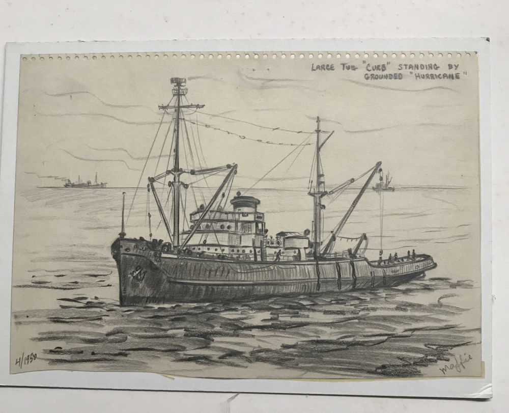 Lot 260: Large Tug "Curb" Standing Grounded by Hurricane