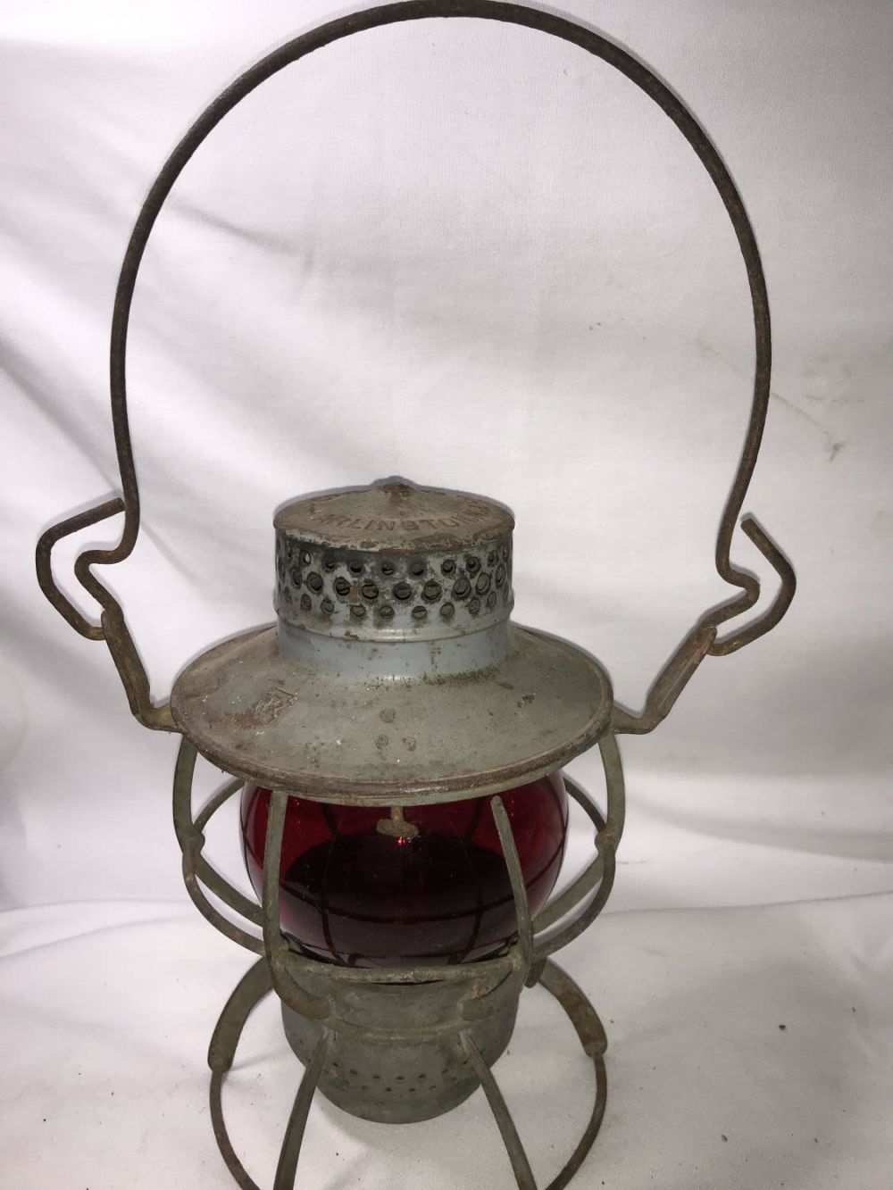 Lot 195: Pennsylvania Railroad Lantern w/ Red Glass Globe