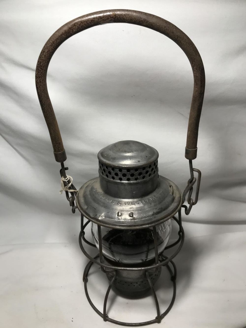 Lot 200: Adlake Railroad Lantern w/ Clear Cut Glass Globe