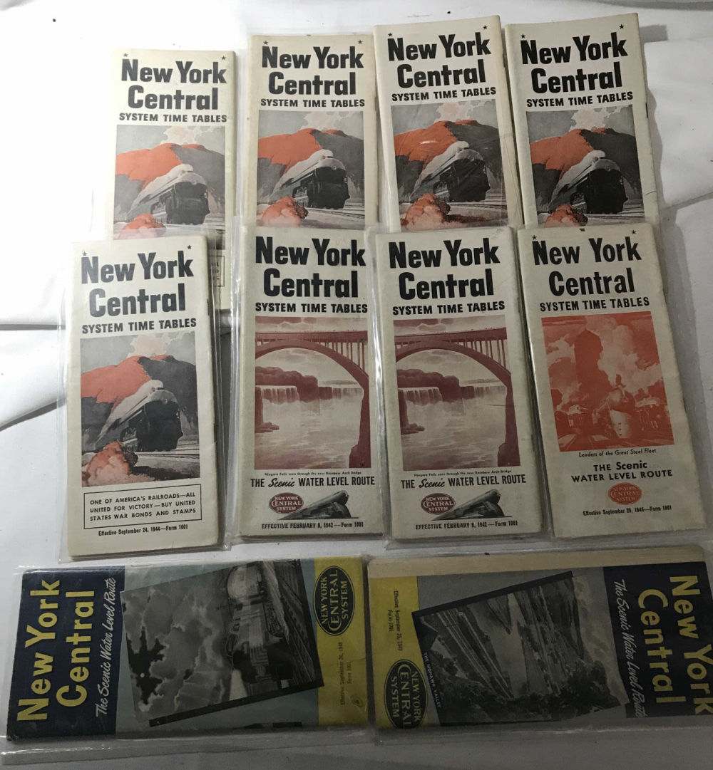 Lot 205: 10 New York Central System Time Tables