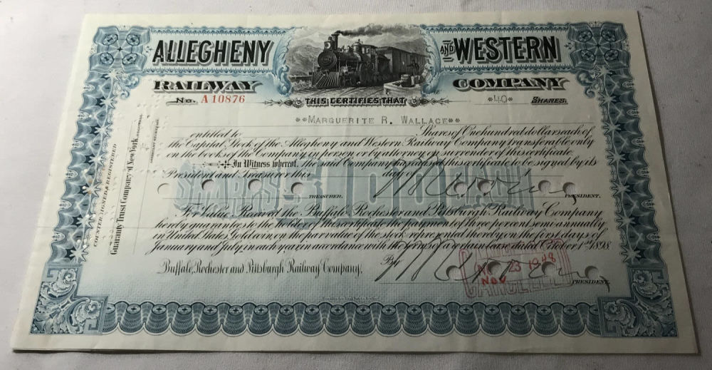Lot 219: Allegany and Western Railway Company