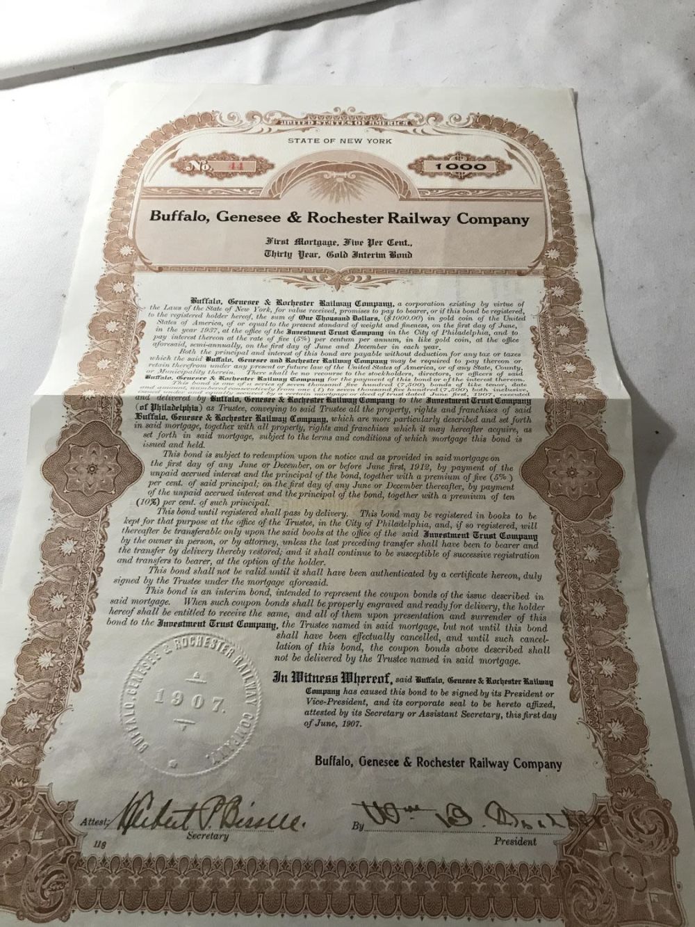 Lot 254: Stock certificate for Buffalo Genesee &