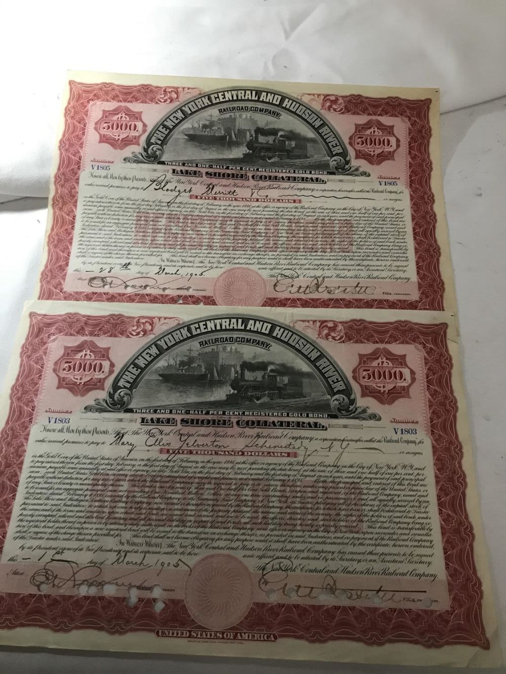 Lot 261: New York Central & Hudson River Co Stocks (2)