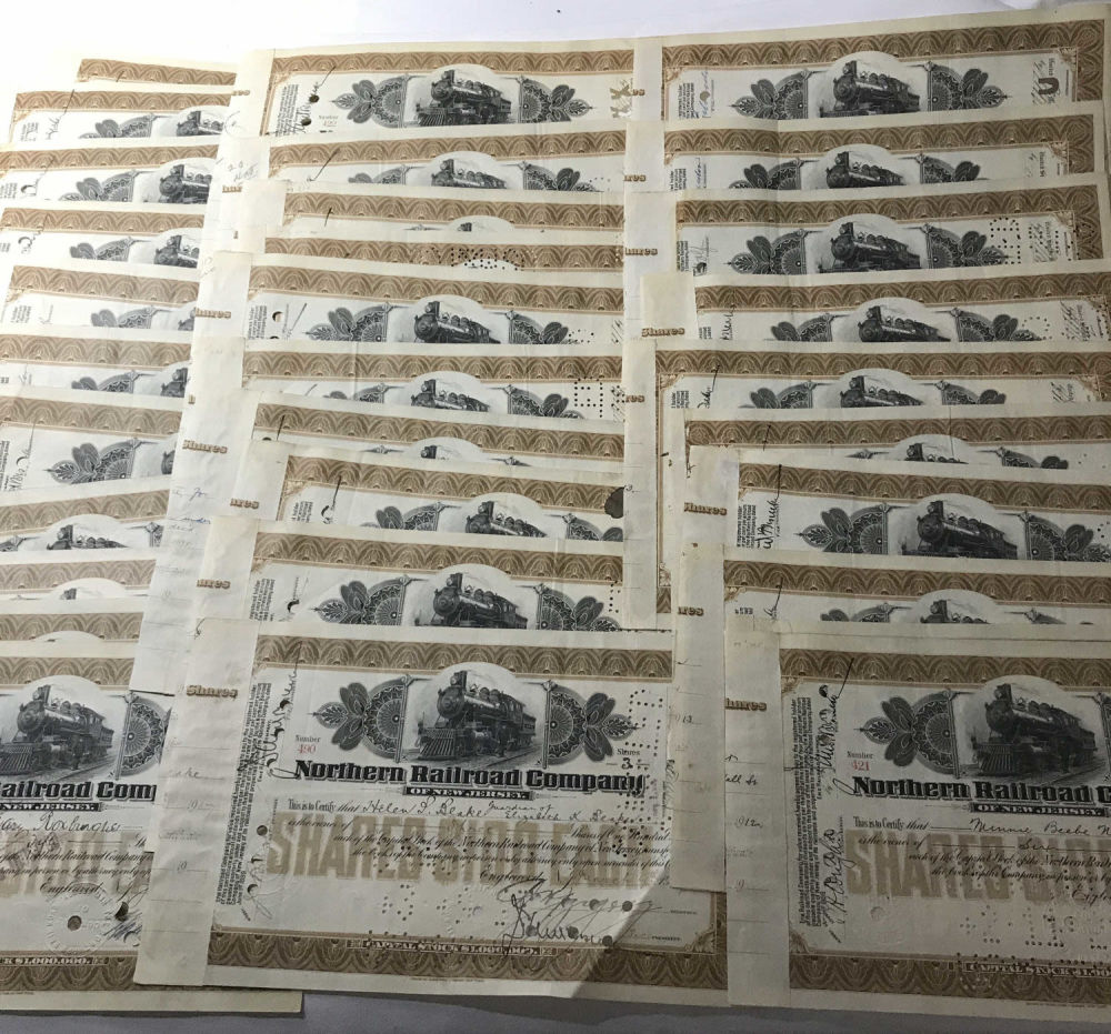 Lot 267: Northern Railroad Co. Stock Certificate Collection