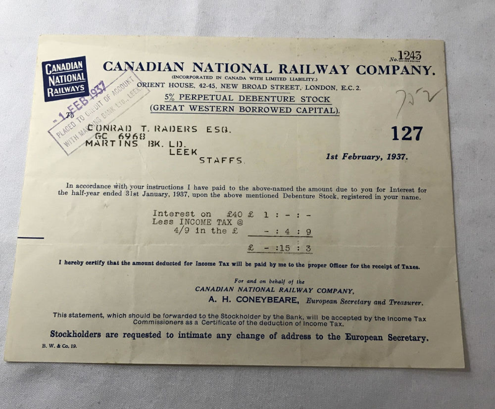 Lot 270: Canadian National Railway Co. Stock Certificate