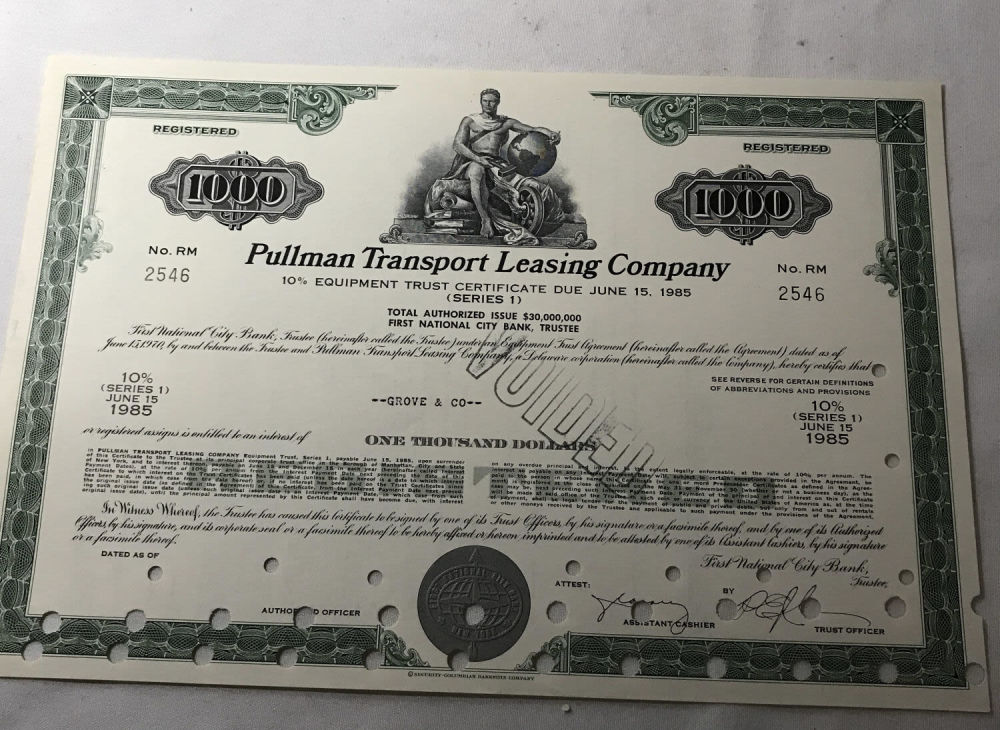 Lot 273: Pullman Transport Leasing Company Stock