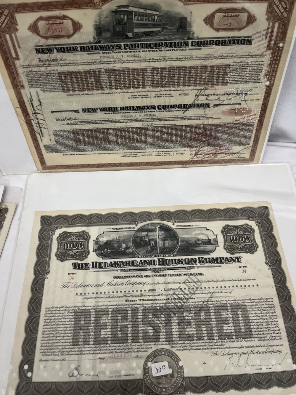 Lot 282: Vintage Railroad Stock Certificates (2)
