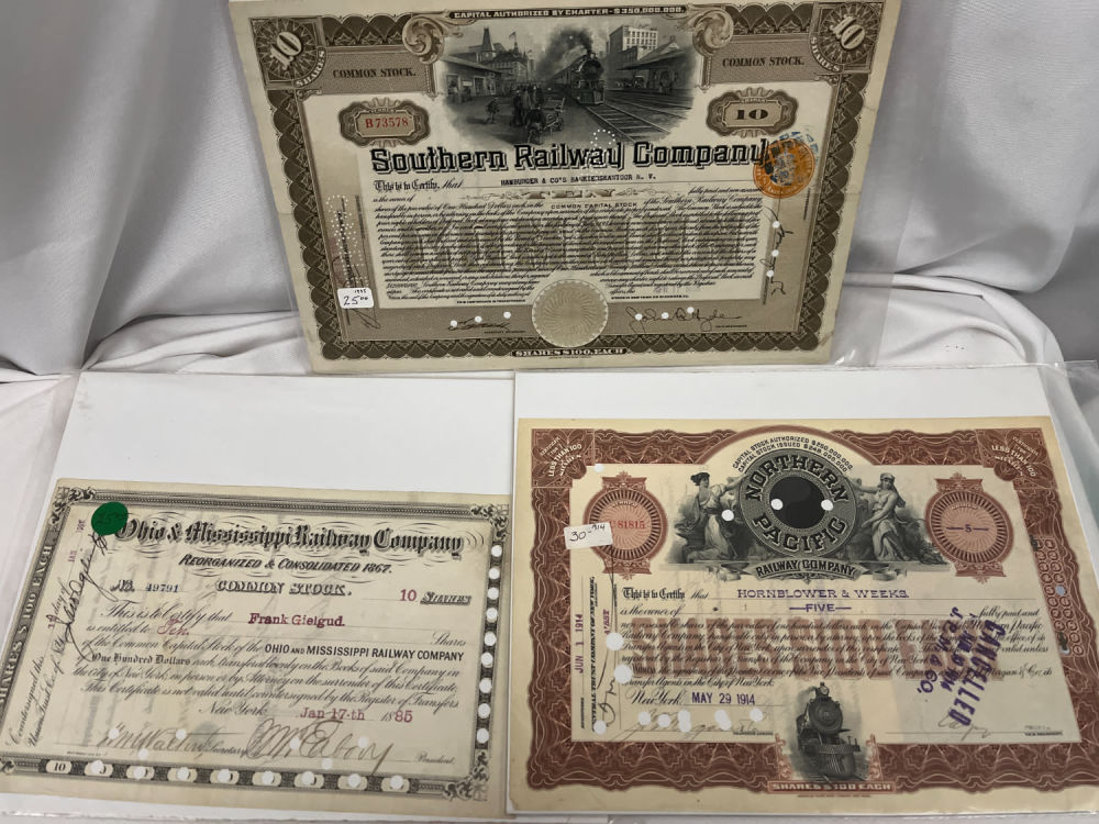 Lot 283: Vintage Railroad Stocks (3)