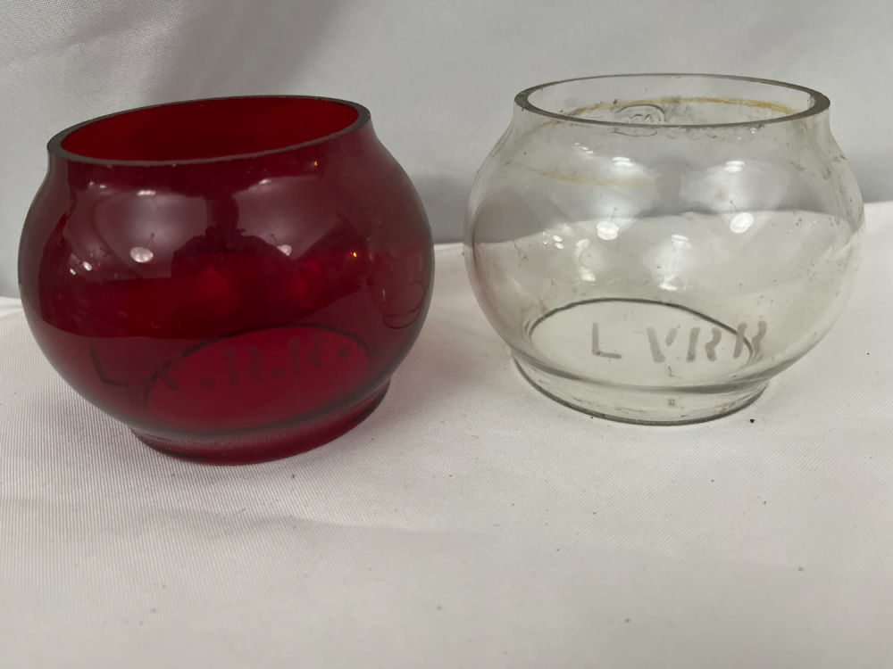 Lot 289: LVRR Lantern Globes - Etched Glass (2)