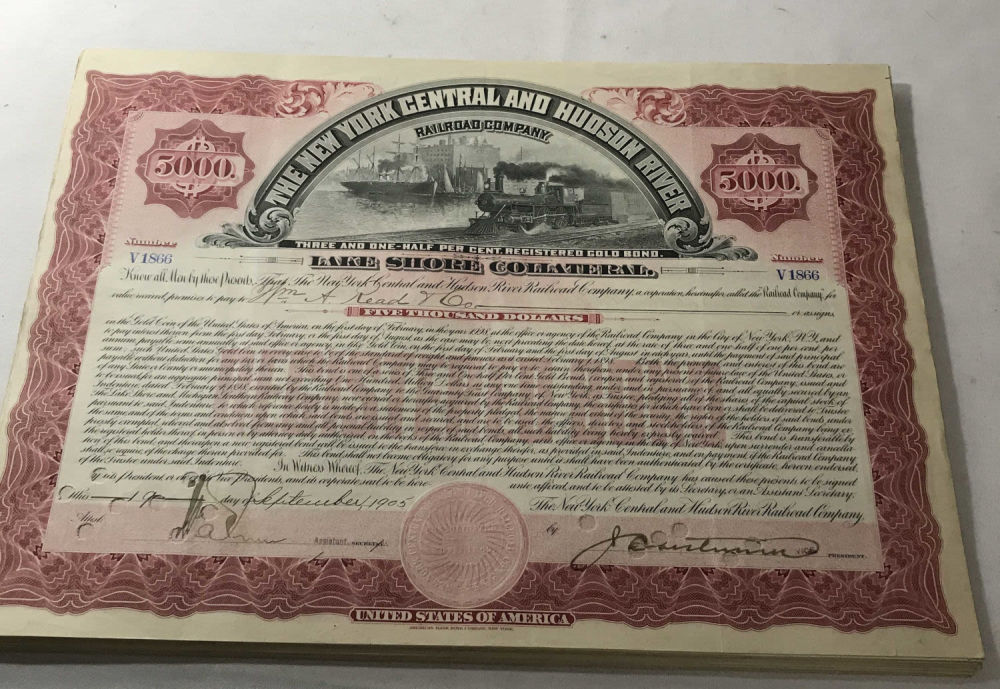 Lot 296: New York Central & Hudson River RR Stocks (47)