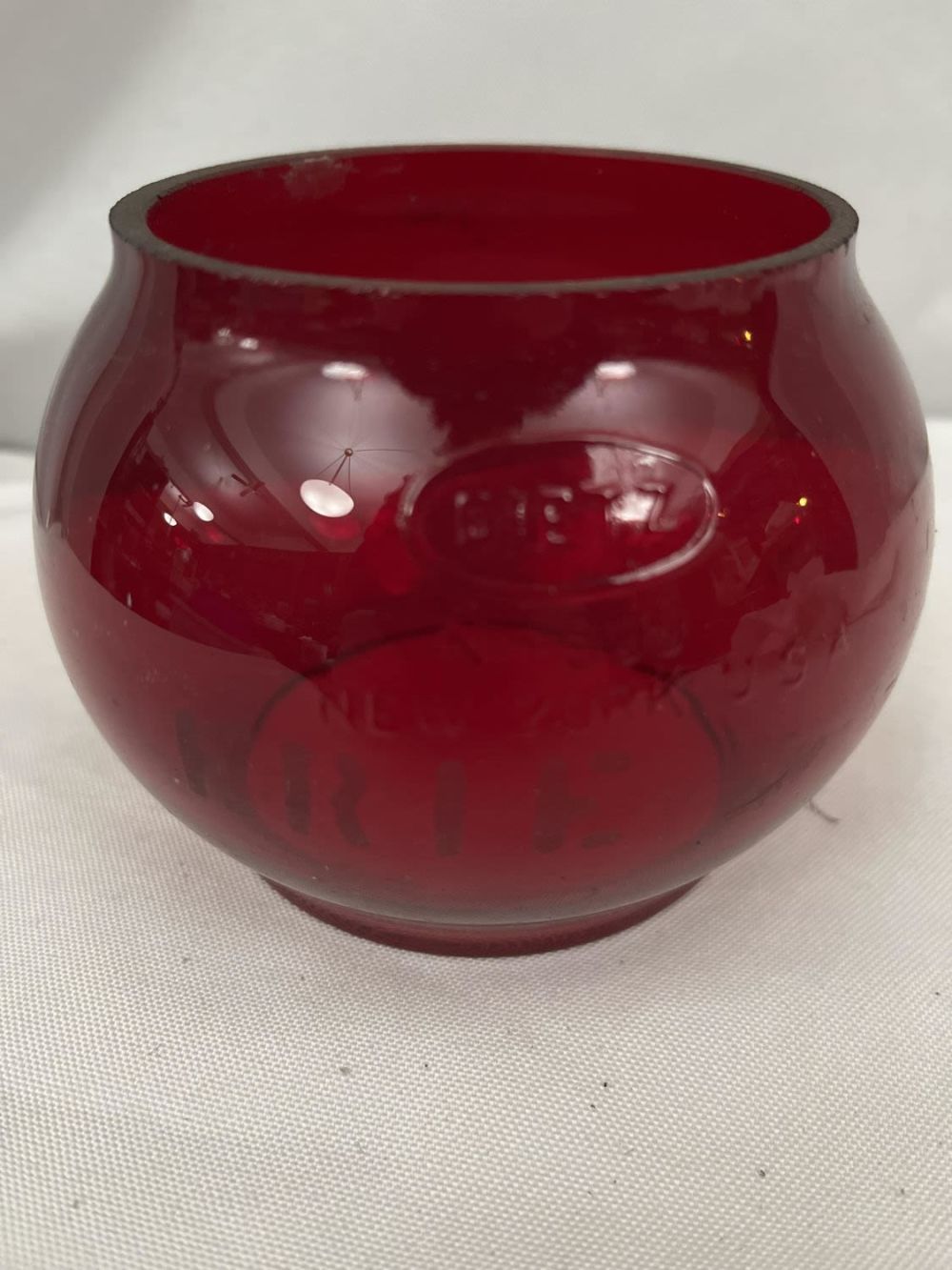 Lot 297: Erie RR Globe Red Cut Glass
