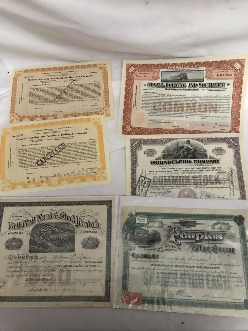 Lot 304: Railroad Stock Certificate Collection