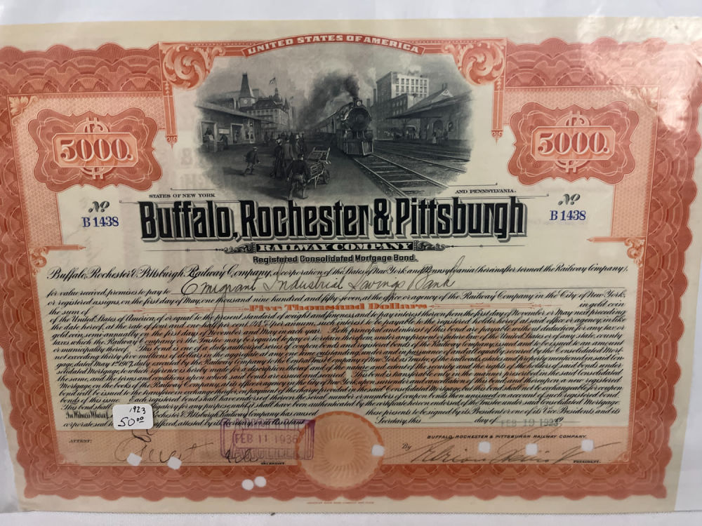 Lot 325: Buffalo, Rochester & Pittsburgh Railway Co