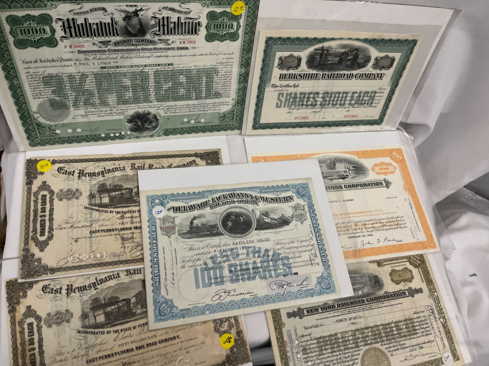 Lot 331: Railroad Stock Certificates (7)
